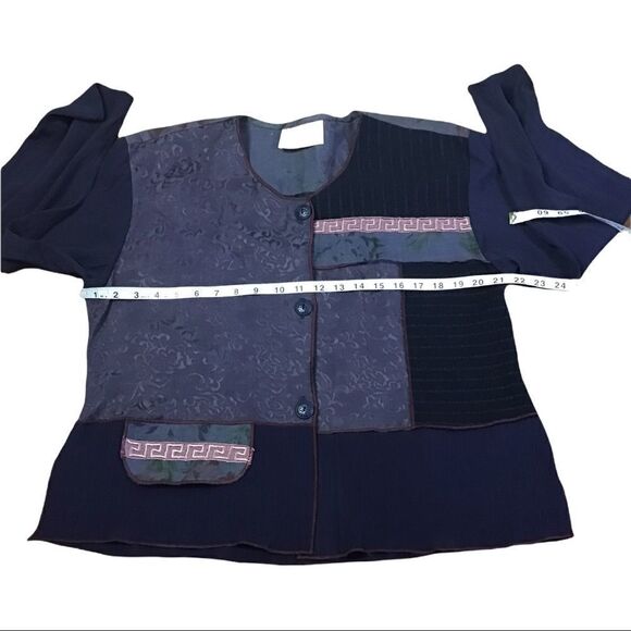 Spenser Alexis VTG Lagenlook Mixed Materials Button Front Blouse/Jacket - Picture 6 of 12